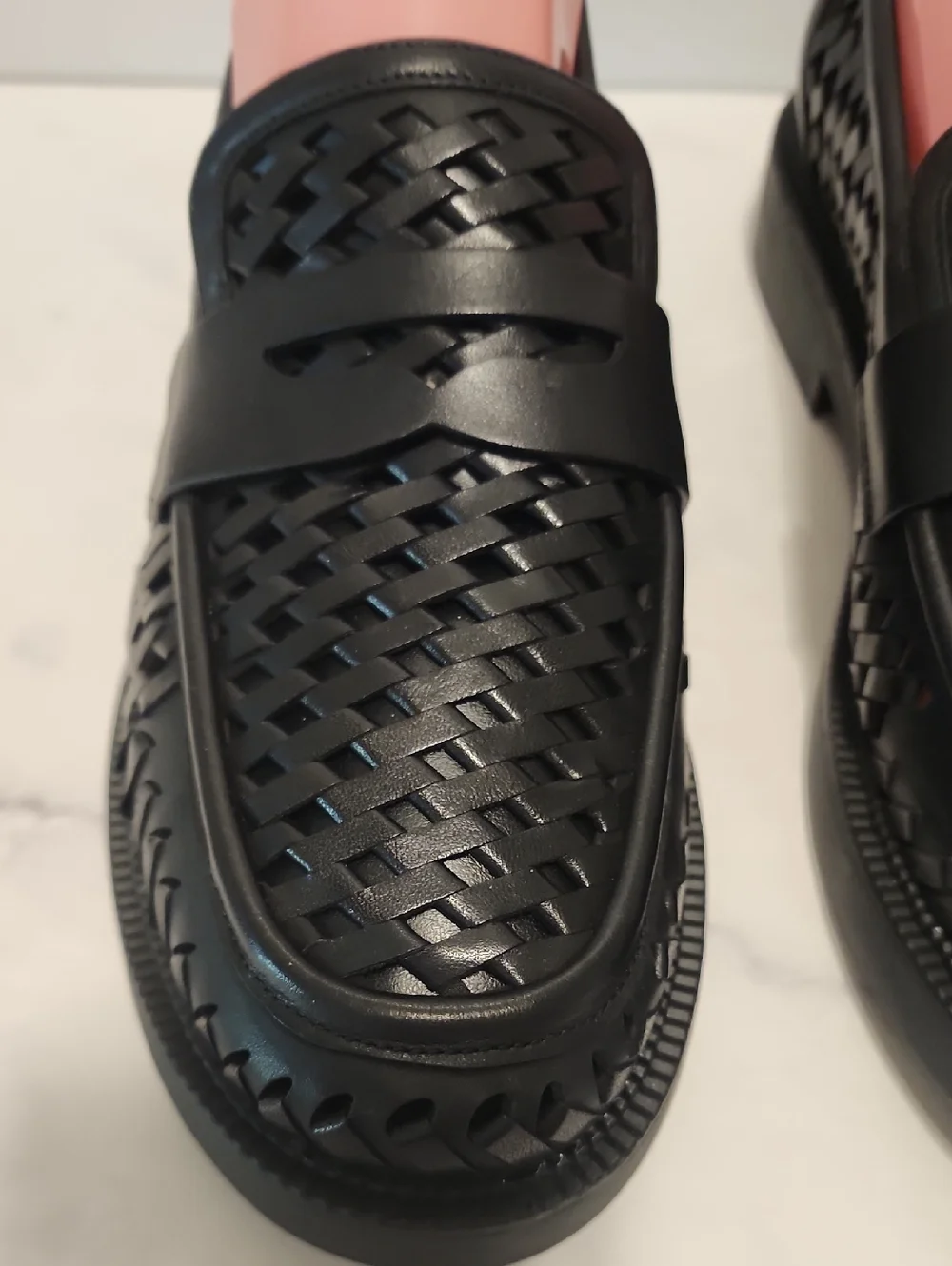 Michael Kors Eden Loafer Black Woven Leather Shoes